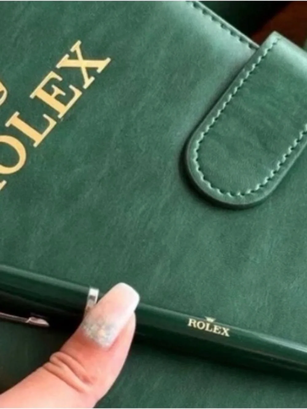 Rolex Green Leather Notebook with Matching Pen and Logo